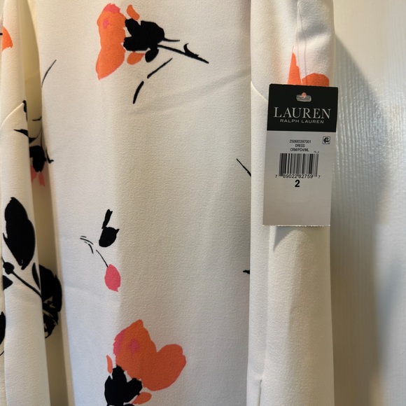 Ralph Lauren Floral Midi Dress - White, Black, Pink, Orange - Picture 4 of 4